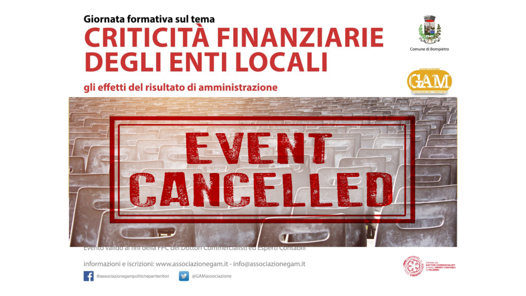 evento annullato - CRITICITÀ FINANZIARIE DEGLI ENTI LOCALI