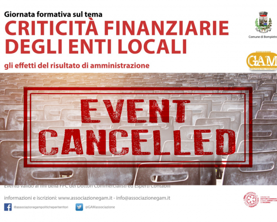 evento annullato - CRITICITÀ FINANZIARIE DEGLI ENTI LOCALI